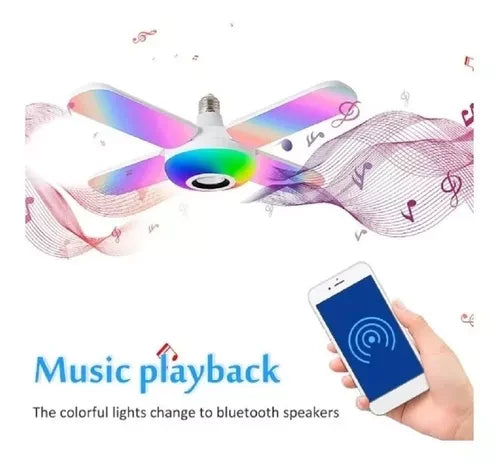 Bombillo con Apas Parlante Luces RGB