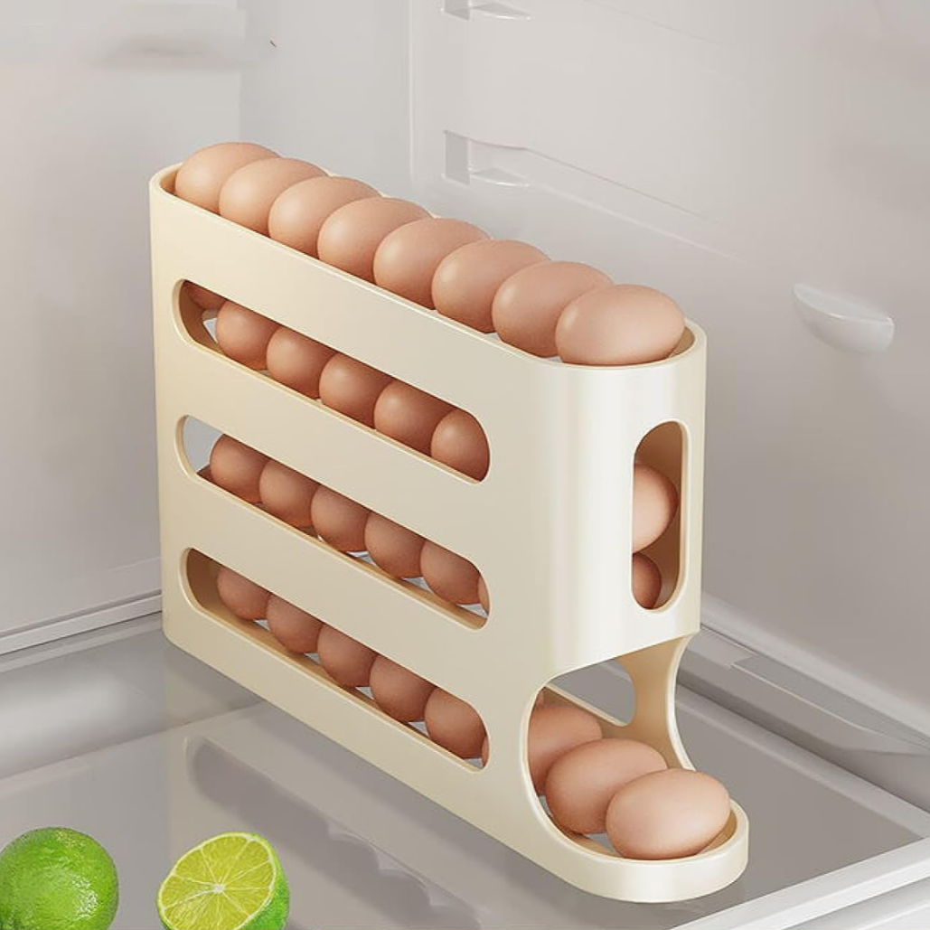 🥚✨ Organizador de Huevos de 4 Niveles! ¡Ahorra Espacio y Mantén tu Cocina Siempre Ordenada!