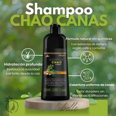 SHAMPOO CHAO — Cubre Canas + Tratamiento Profesional en Minutos.