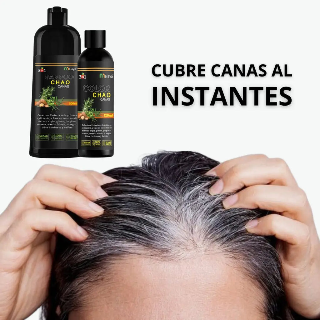 SHAMPOO CHAO — Cubre Canas + Tratamiento Profesional en Minutos.