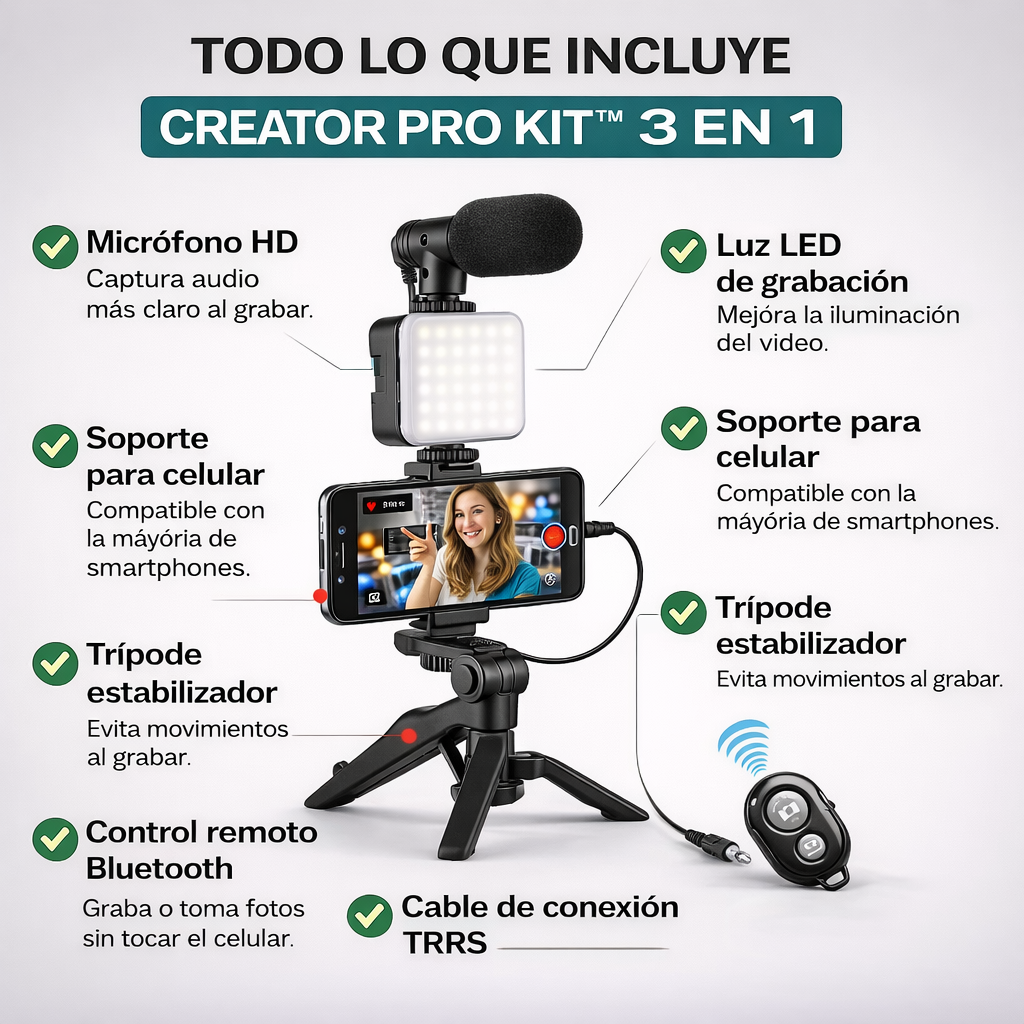 CREATOR PRO KIT 3 EN 1 – TODO LO QUE NECESITAS PARA GRABAR COMO UN PROFESIONAL