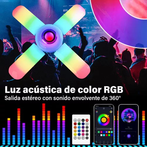 Bombillo con Apas Parlante Luces RGB