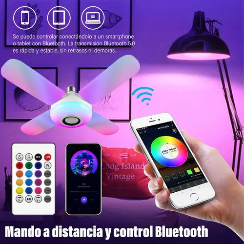 Bombillo con Apas Parlante Luces RGB