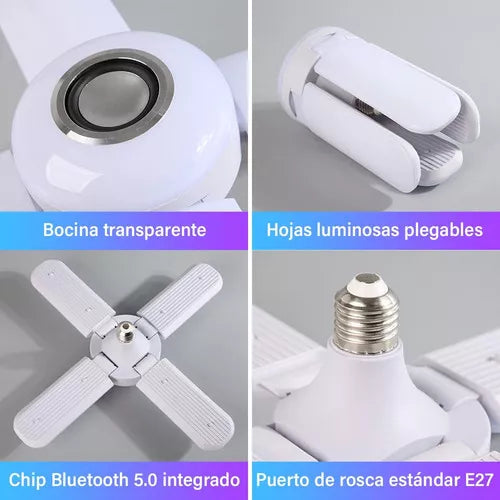 Bombillo con Apas Parlante Luces RGB