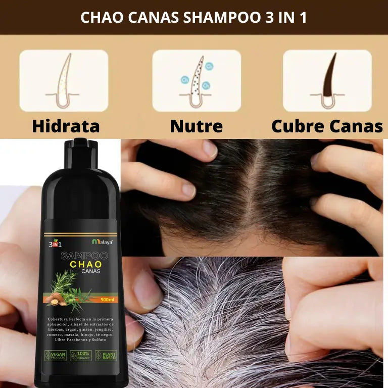 SHAMPOO CHAO — Cubre Canas + Tratamiento Profesional en Minutos.