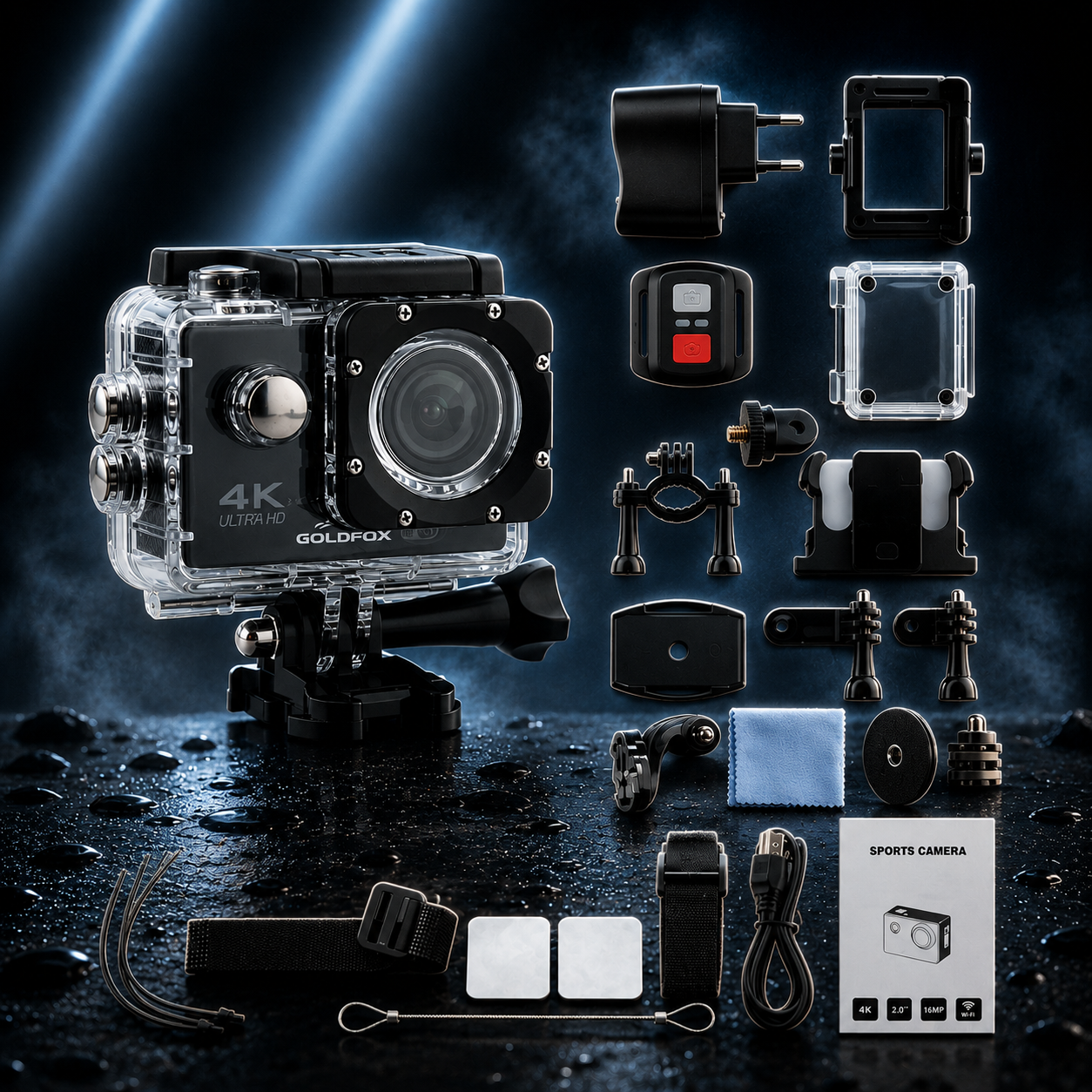 🏆 Cámara Deportiva 4K WiFi Sumergible con Control Remoto y Kit Completo de Accesorios