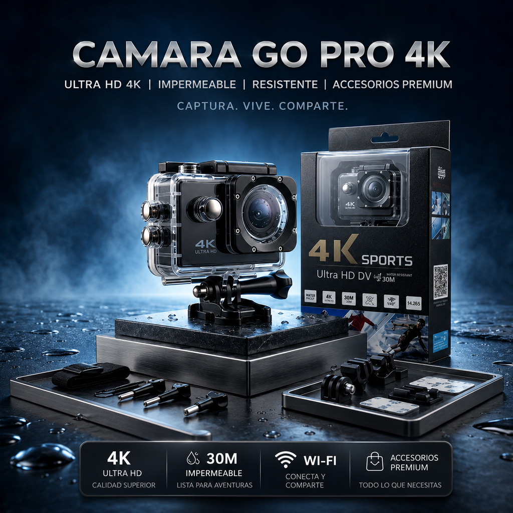 📸 Captura Cada Momento en Calidad 4K – Cámara Deportiva WiFi Sumergible.