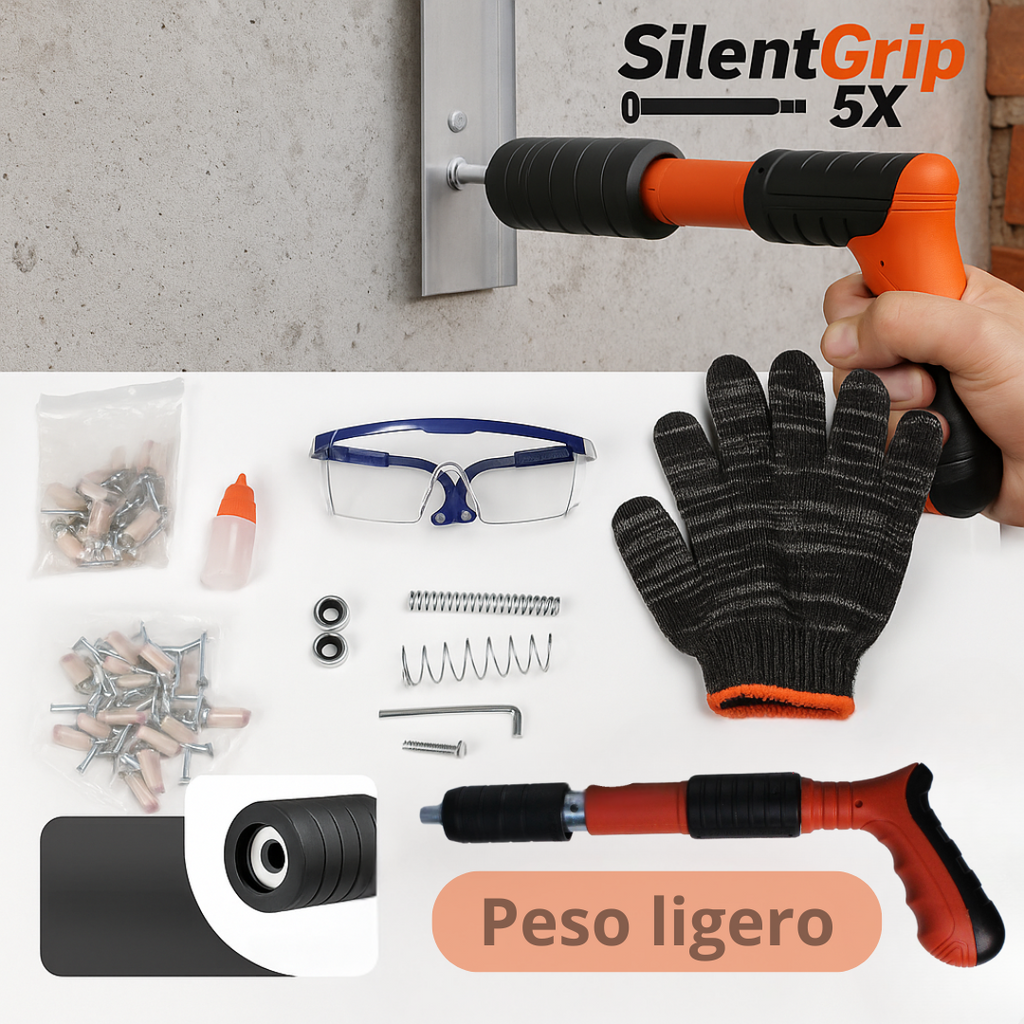 SilentGrip 5X Pistola de Remaches + 50 Remaches gratis