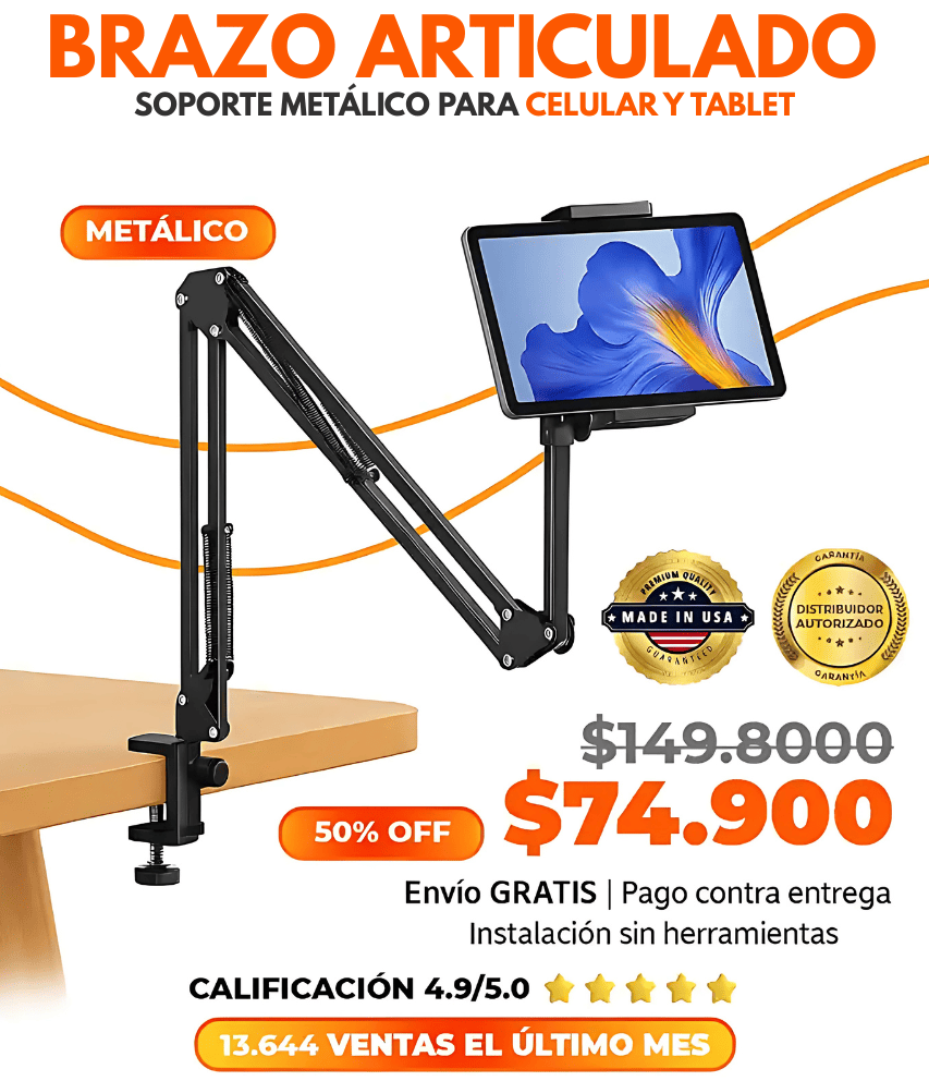 Brazo Soporte Metálico Celular y Tablet