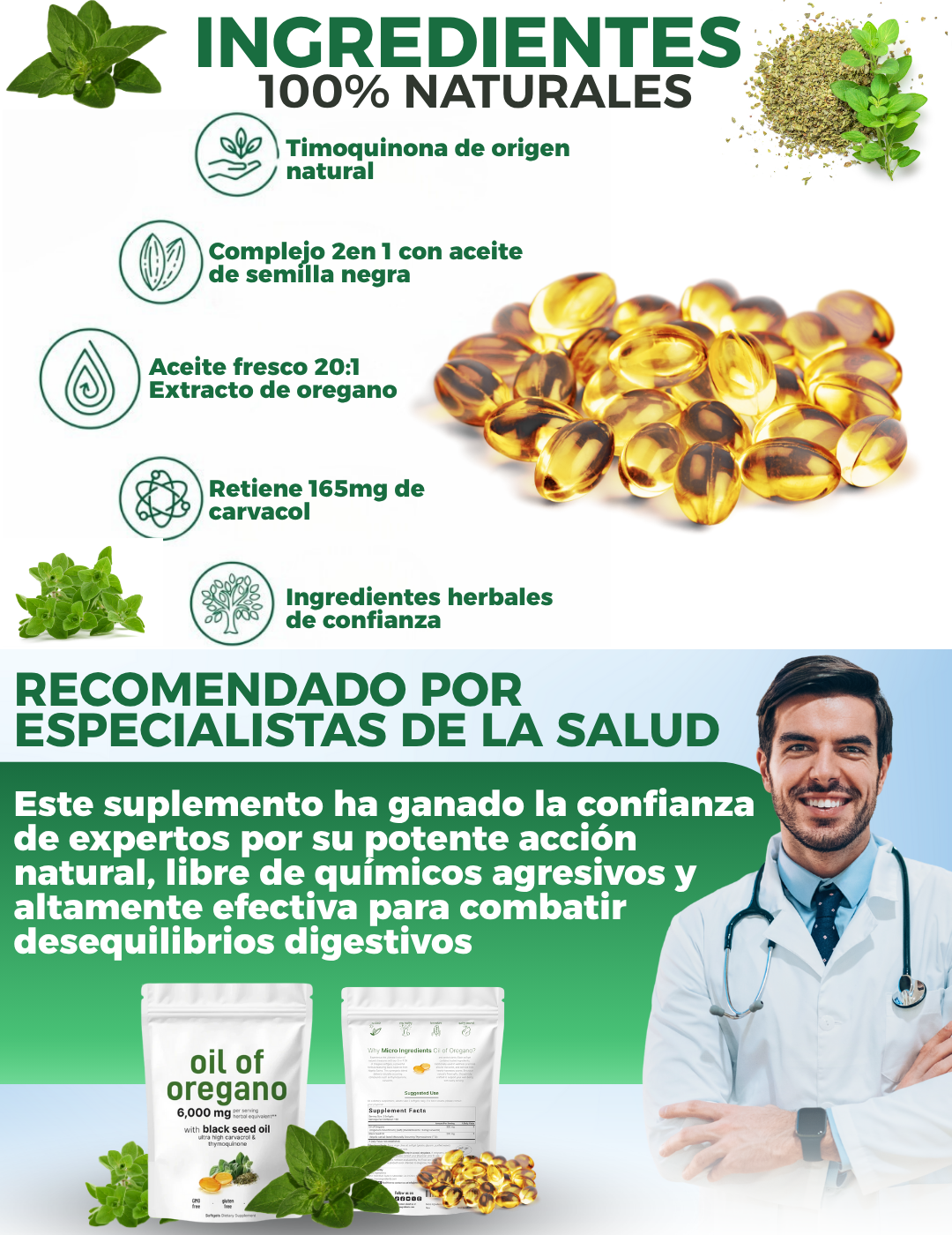 ACEITE DE OREGANO Y SEMILLA NEGRA - DETOX NATURAL 90 CAPSULAS.