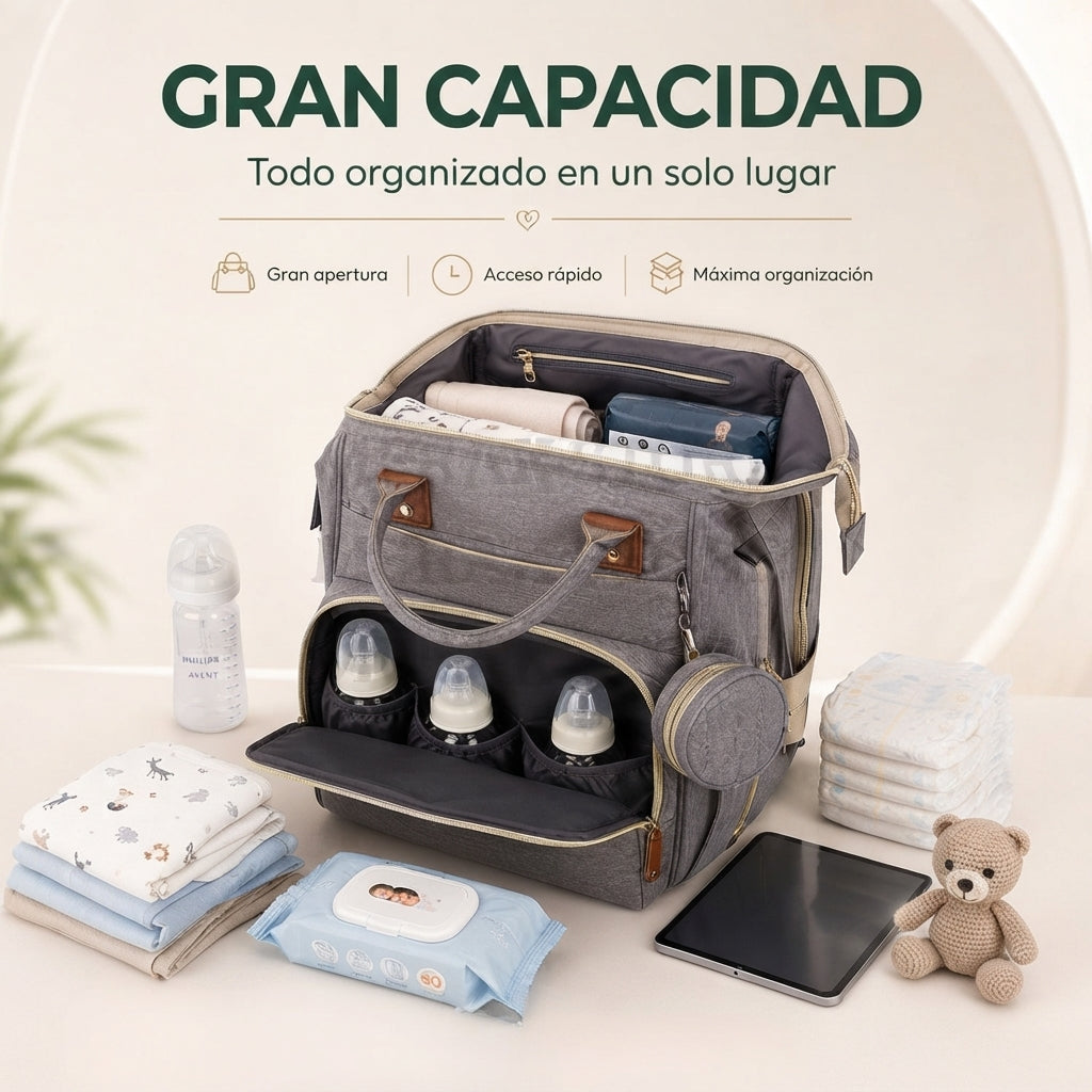 La pañalera que mantiene todo organizado, dondequiera que vayas con tu bebé.