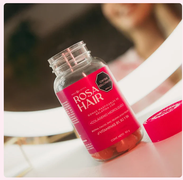 ROSA HAIR -  Refuerza tu belleza con Rosa Hair™ – Activa el crescimiento capilar, reducir caída de calleo, fortalece las uñas y mejora la textura de la piel.