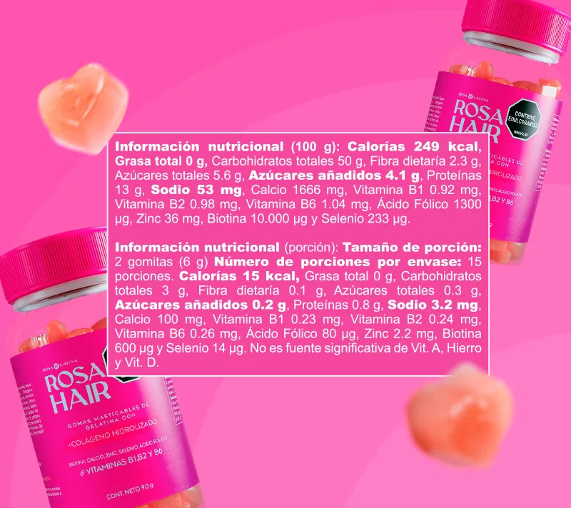 ROSA HAIR -  Refuerza tu belleza con Rosa Hair™ – Activa el crescimiento capilar, reducir caída de calleo, fortalece las uñas y mejora la textura de la piel.